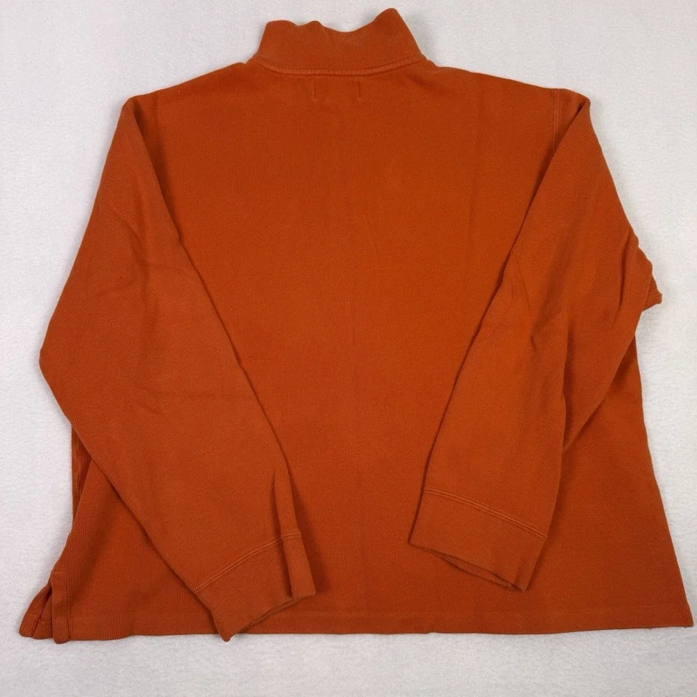 Polo Ralph‎ Lauren Quarter Zip Pullover Sweater Orange Ribbed Cotton Men's XL